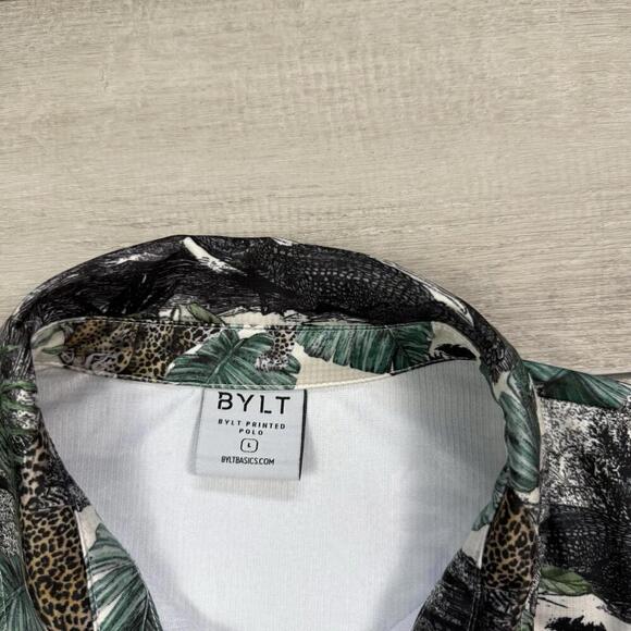 BYLT Printed Jungle Polo Shirt Size L Safari Graphic Stretch Performance Animal - Picture 2 of 9